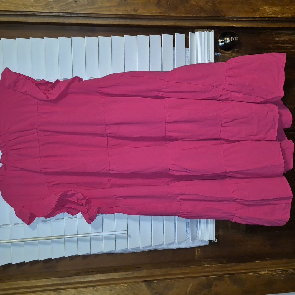 SHEIN VCAY Size 4XL HOT PINK RUFFLE TIERED BABYDOLL DRESS. NWT. - Picture 4 of 10